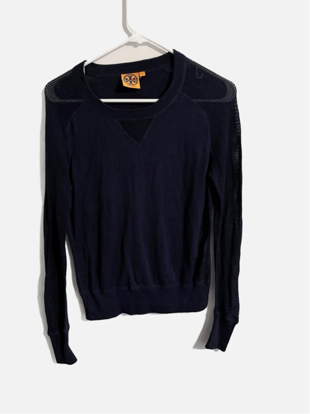 Tory Burch Navy Blue Mesh Knit Sweater